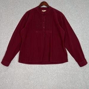 Scully Burgundy Paisley Bib Front Long Sleeve 100% Cotton Blouse Size XL